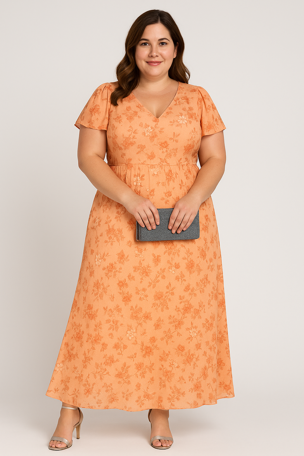 Women's Flowy Maxi Dress with Ruffled Neckline for Summer Events
