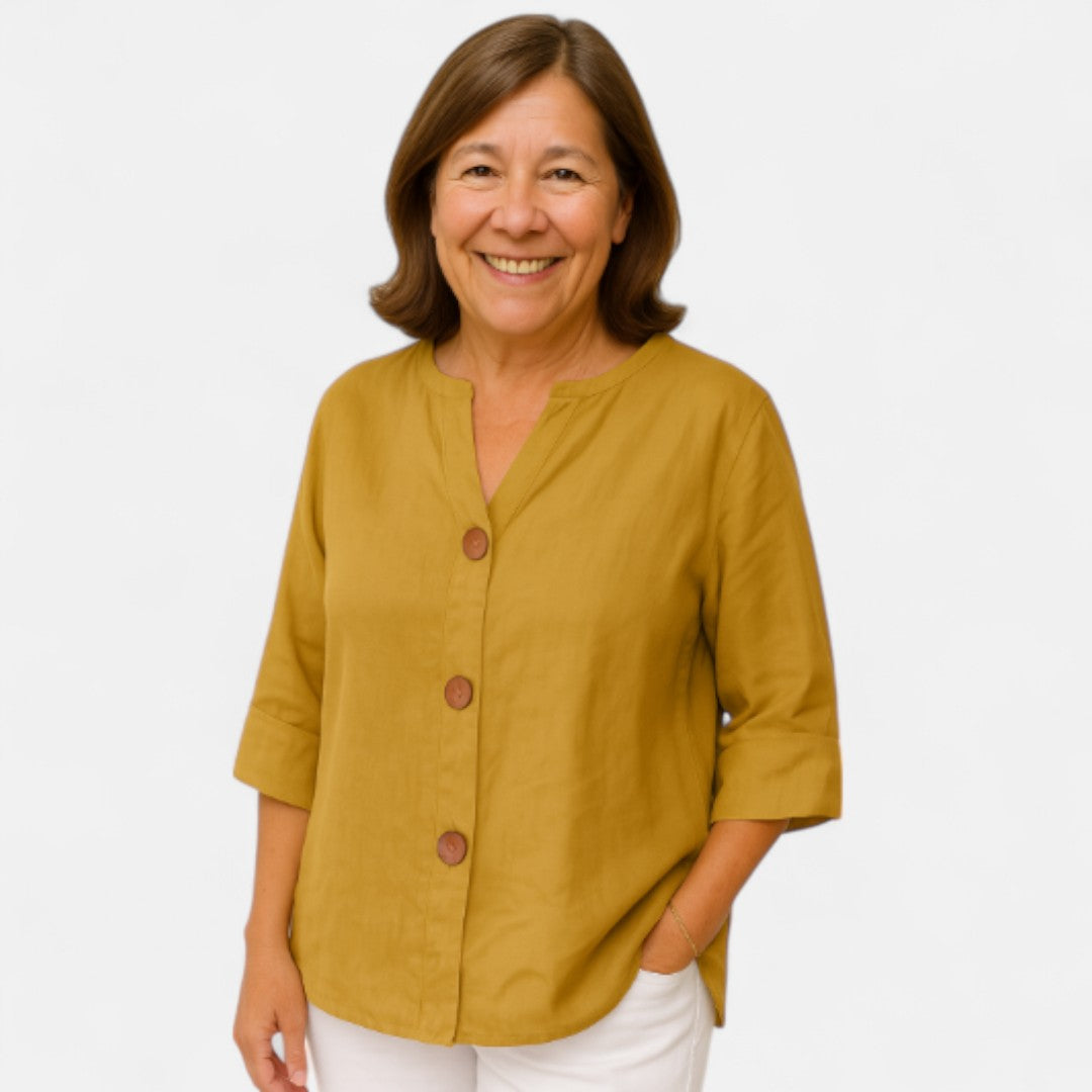 Women's Loose-Fit Blouse with ¾ Sleeves - Comfortable Summer Tops for Women