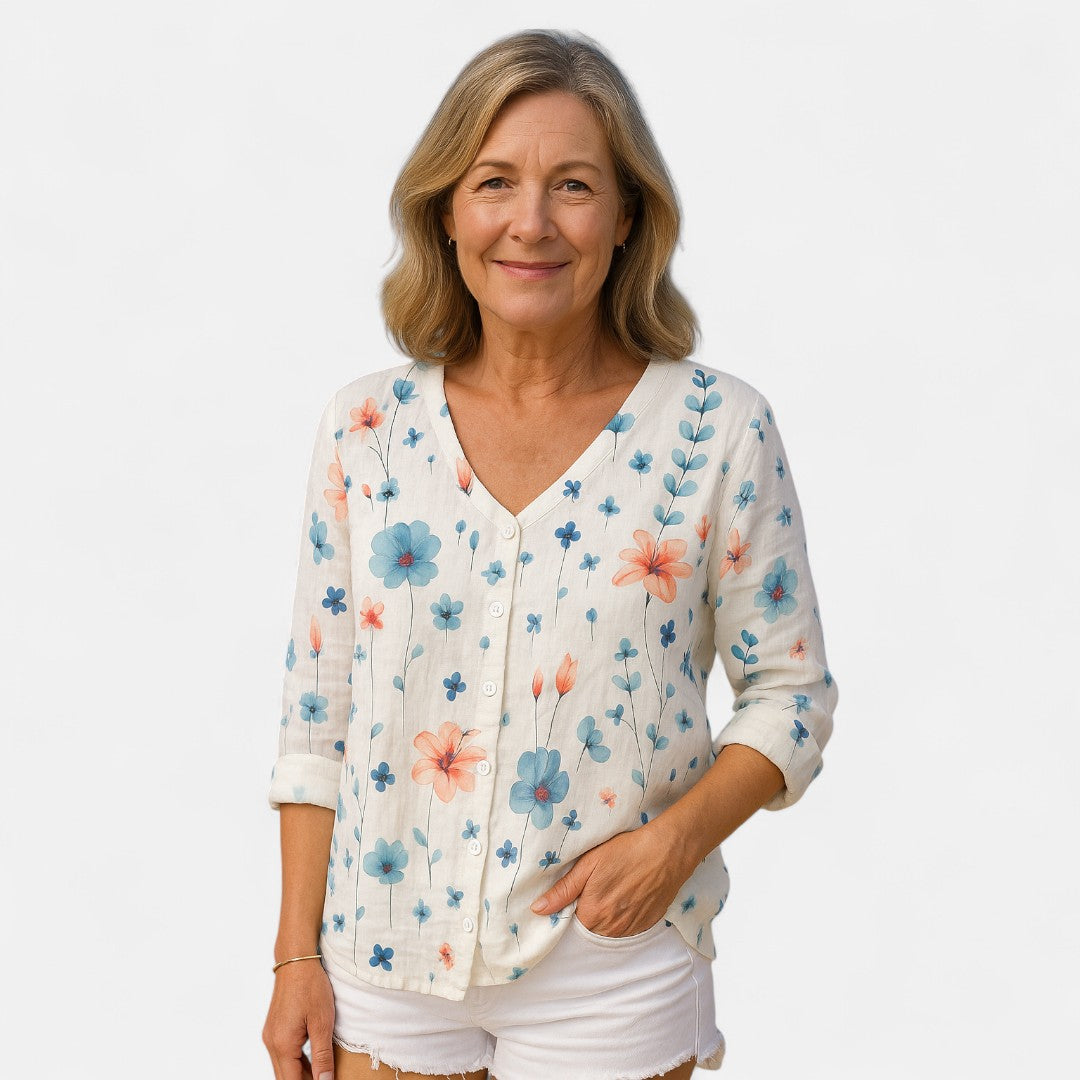 Women's Loose-Fit Floral Blouse for Going Out with Oversized Design