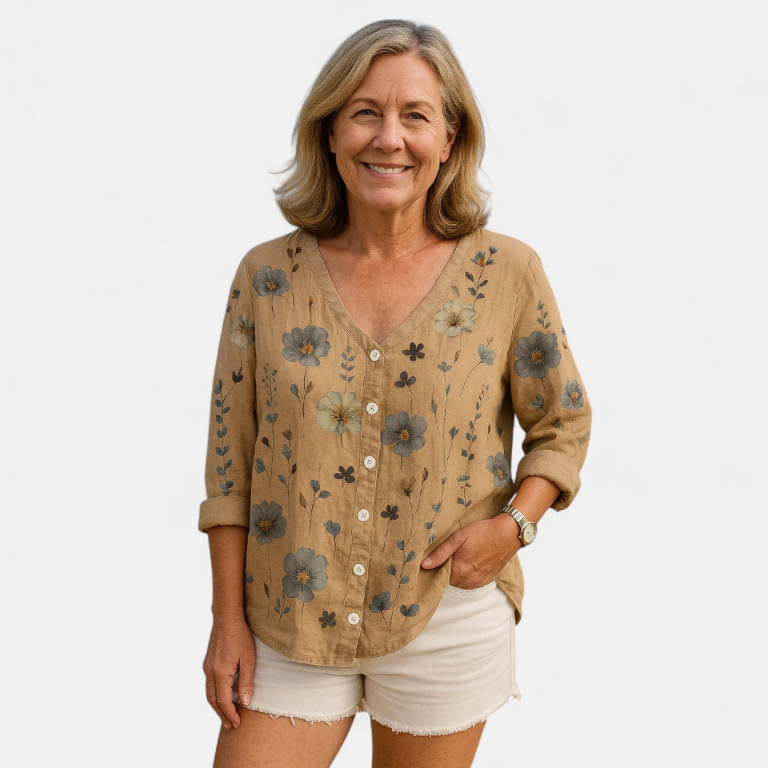 Women's Loose-Fit Floral Blouse for Going Out with Oversized Design