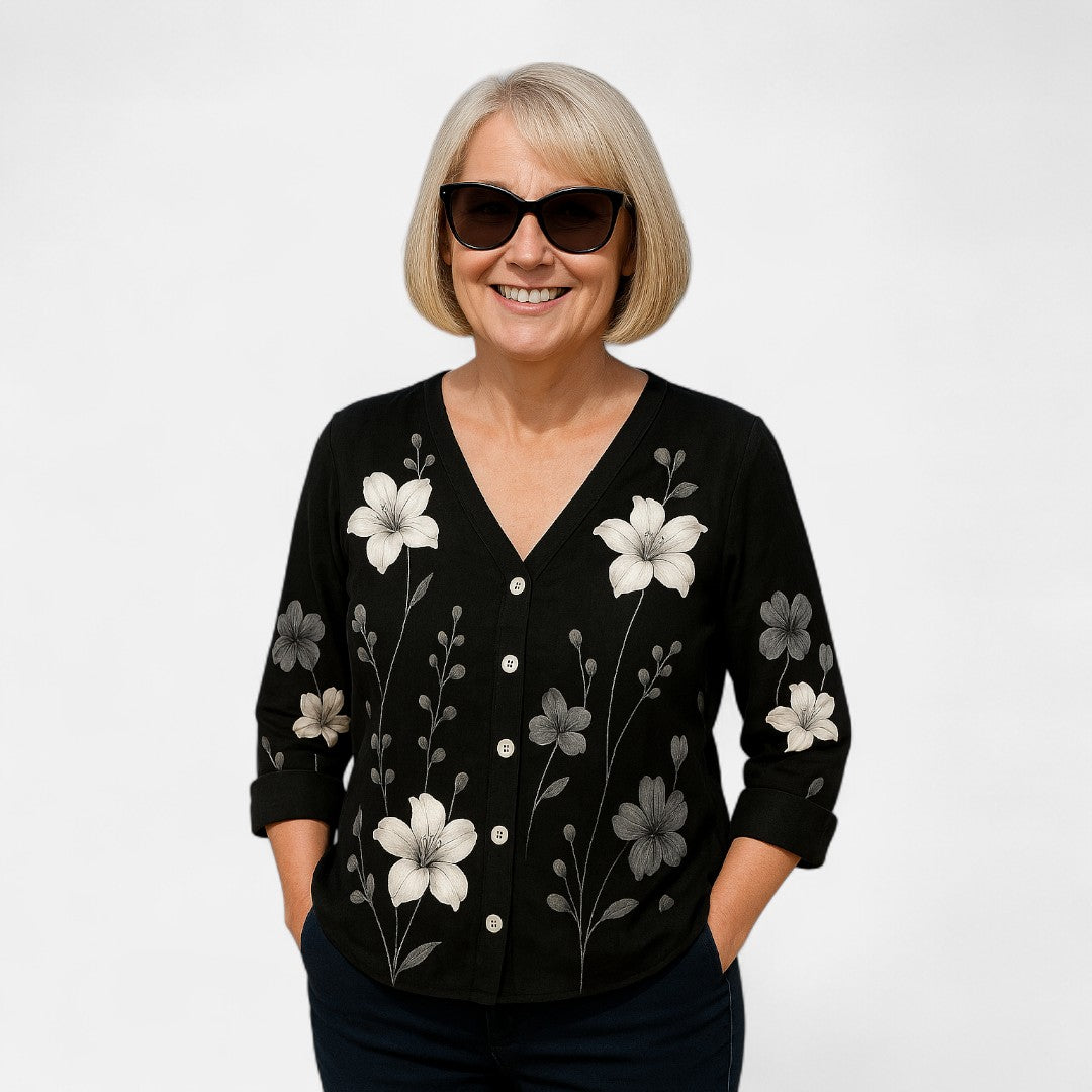 Women's Loose-Fit Floral Blouse for Going Out with Oversized Design