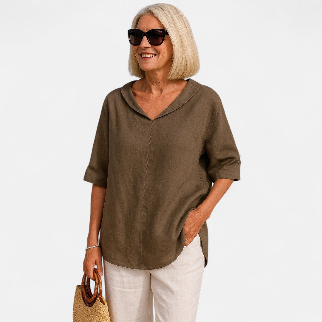 Women's Relaxed Airy Blouse with Oversized Fit for Summer Outings