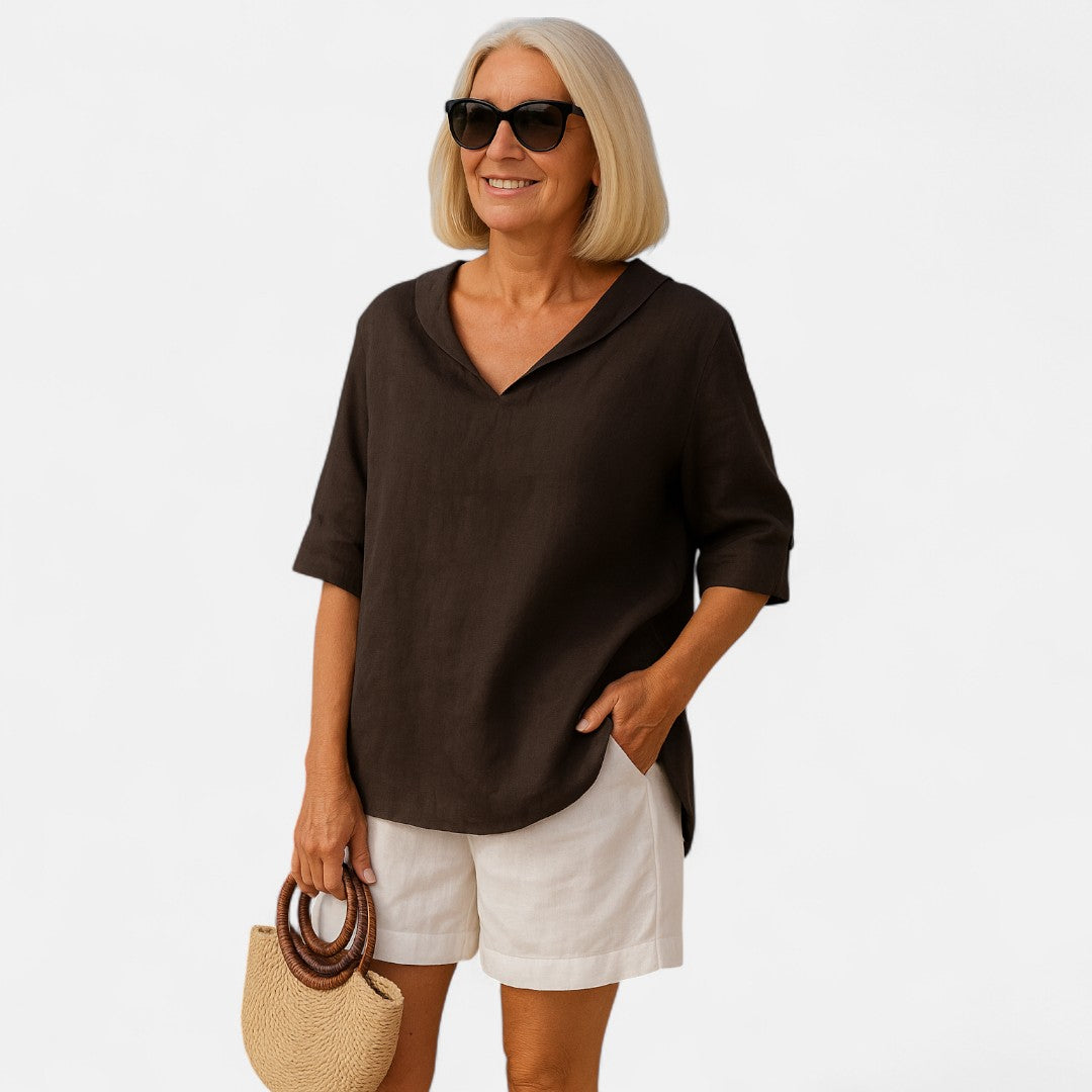 Women's Relaxed Airy Blouse with Oversized Fit for Summer Outings