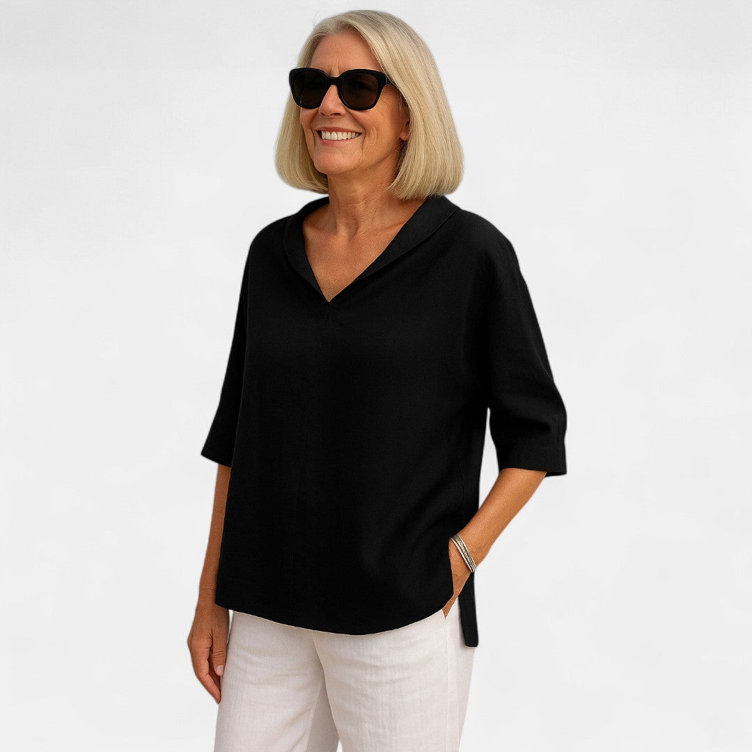 Women's Relaxed Airy Blouse with Oversized Fit for Summer Outings