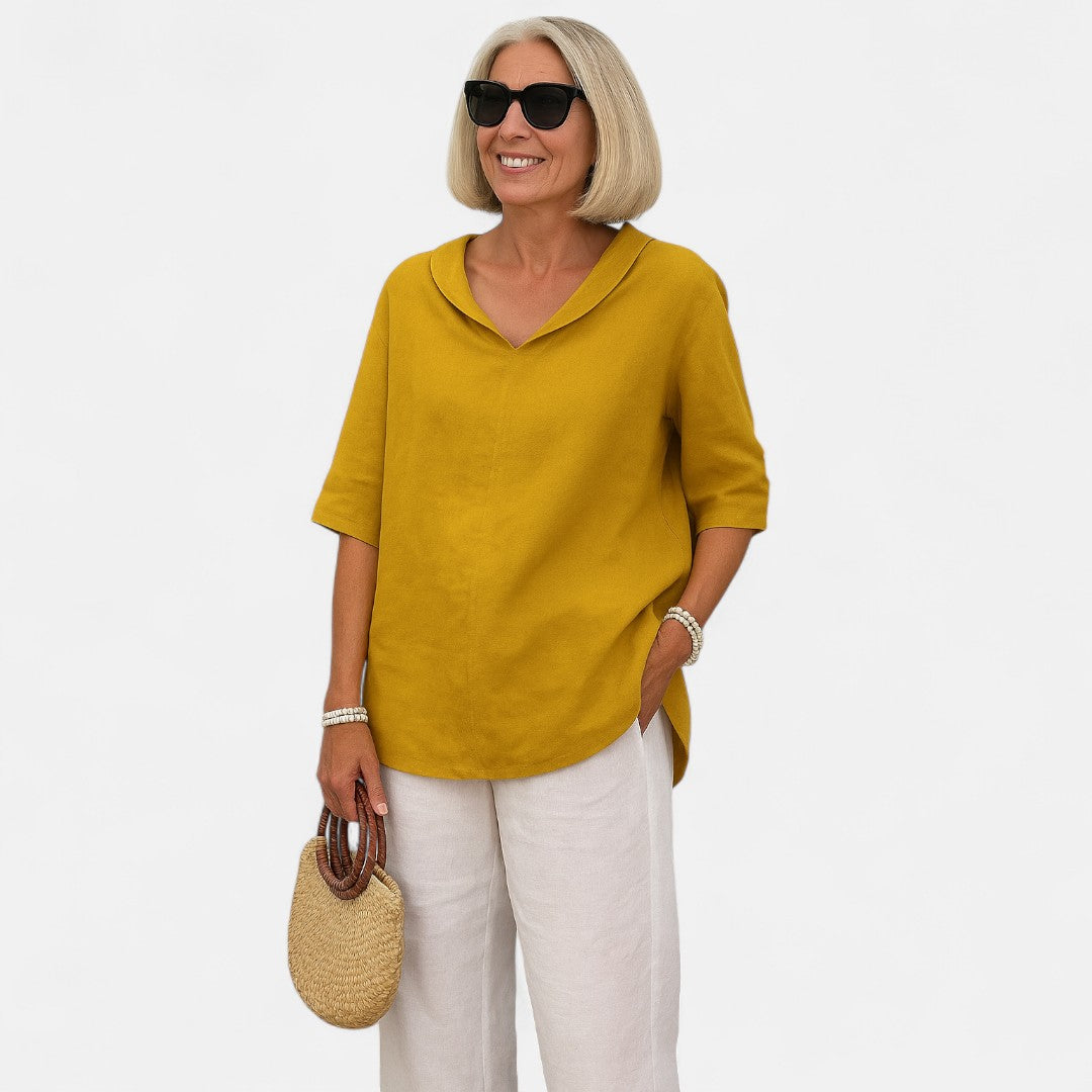 Women's Relaxed Airy Blouse with Oversized Fit for Summer Outings