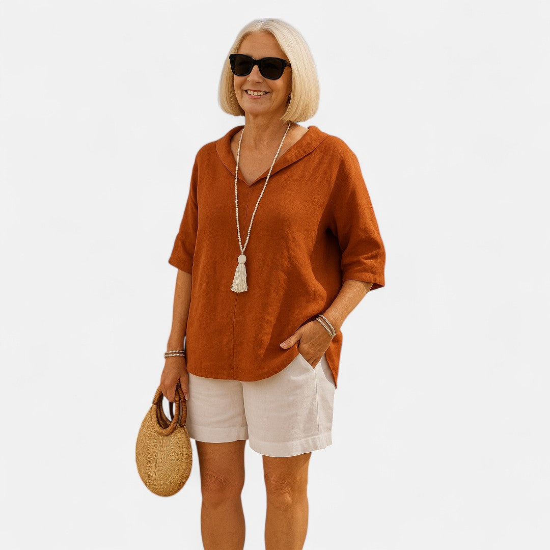 Women's Relaxed Airy Blouse with Oversized Fit for Summer Outings