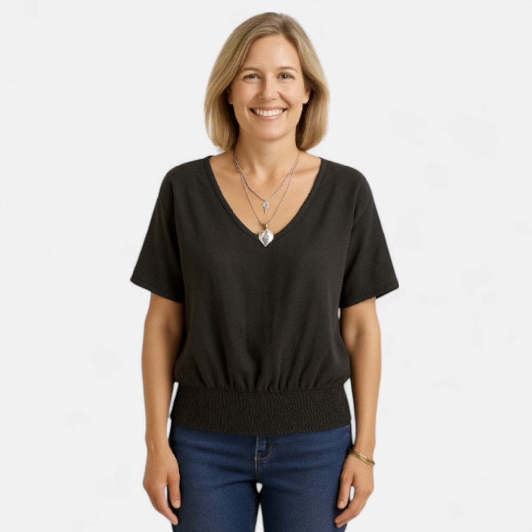 Women's Relaxed Boho Top with Soft V Neckline for Casual Outings