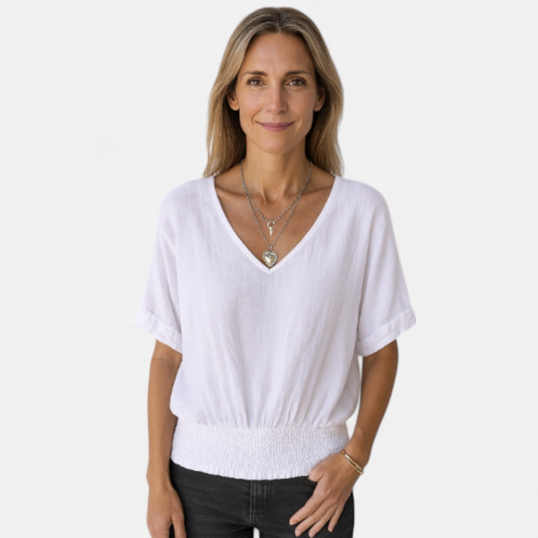 Women's Relaxed Boho Top with Soft V Neckline for Casual Outings