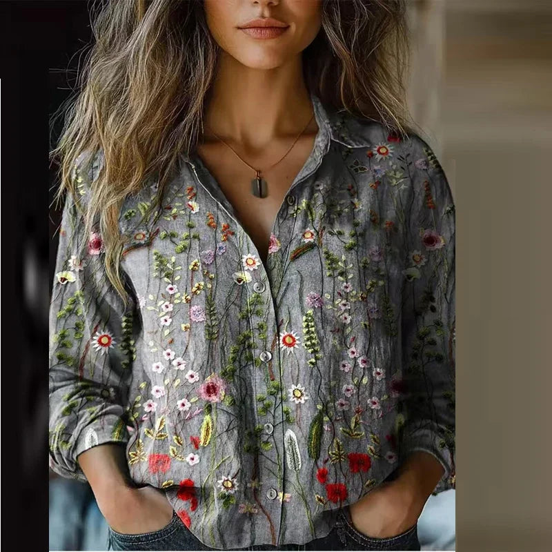 Women's Relaxed Fit Blouse with Artistic Prints