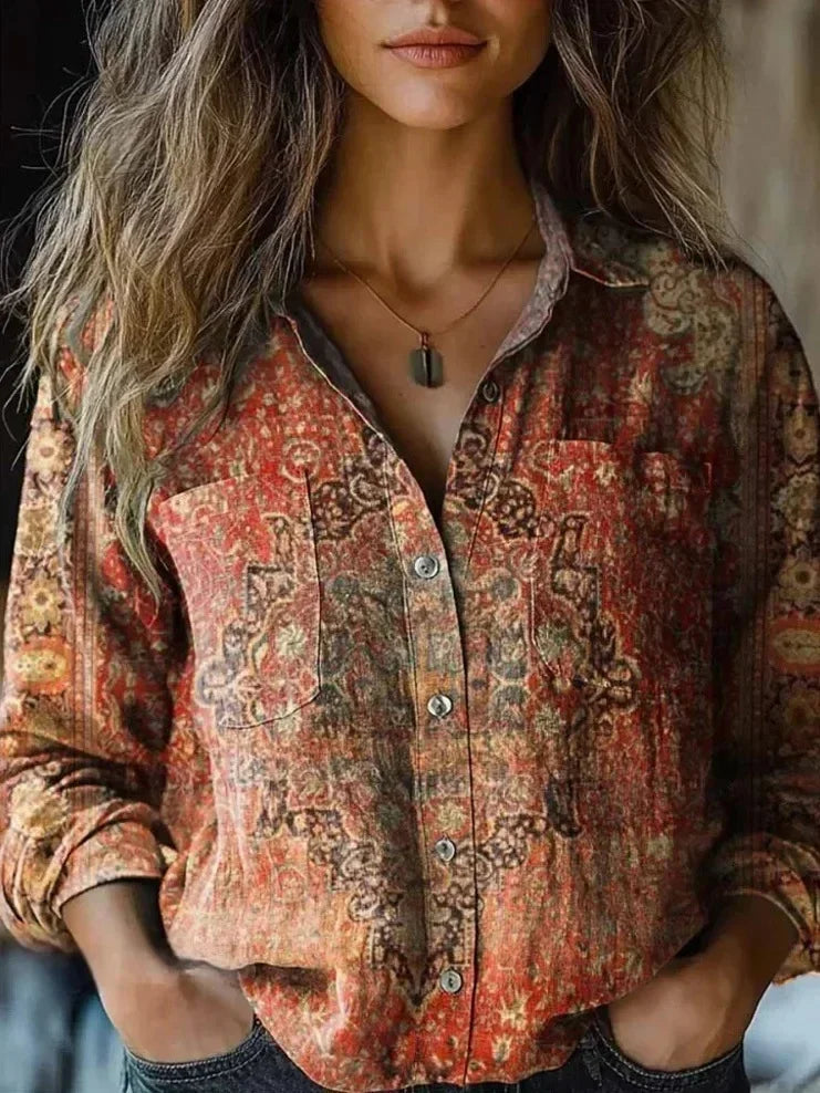 Women's Relaxed Fit Blouse with Artistic Prints