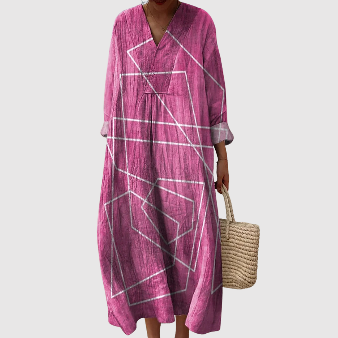 Women's Relaxed Fit Maxi Dress with Geometric Print