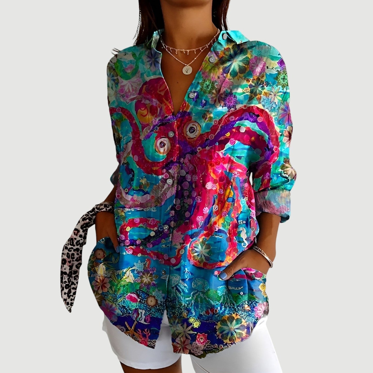 Women's Relaxed Fit Printed Blouse with Unique Design