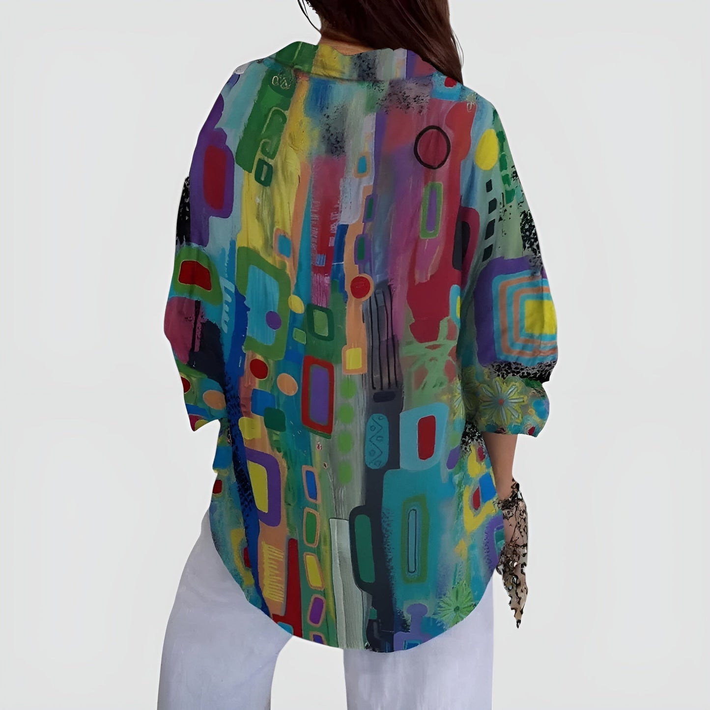 Women's Relaxed Fit Printed Blouse with Unique Design
