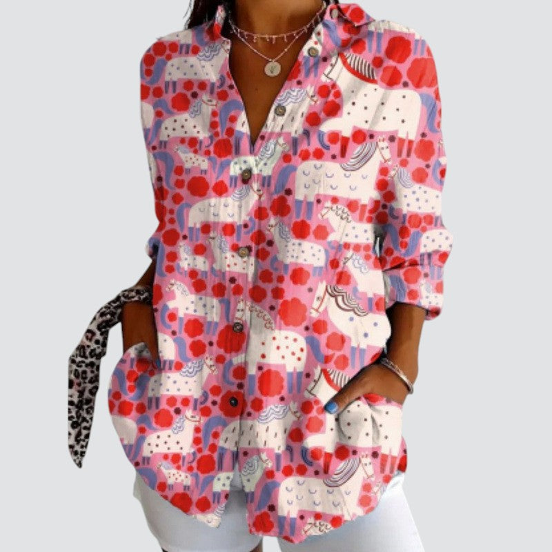 Women's Relaxed Fit Printed Shirt with Unique Design