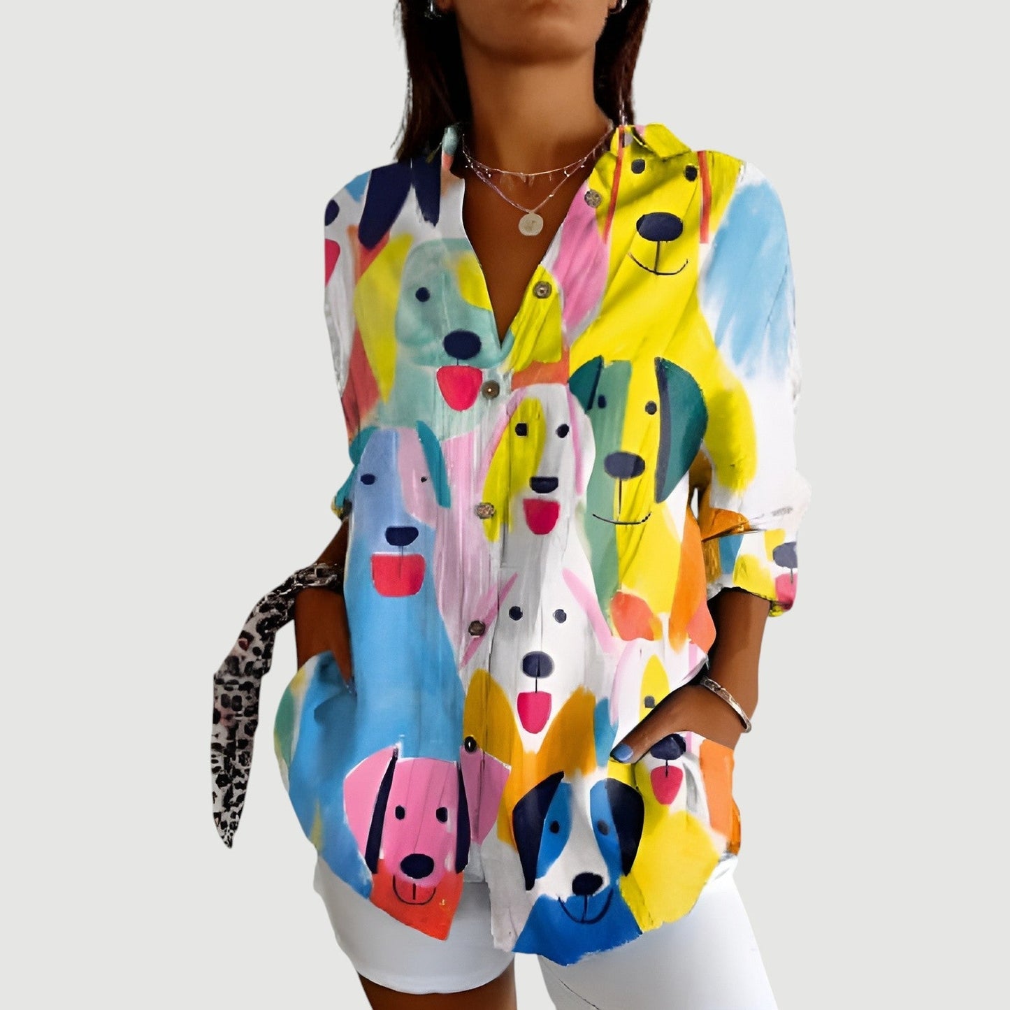 Women's Relaxed Fit Printed Shirt with Unique Design for Casual Wear