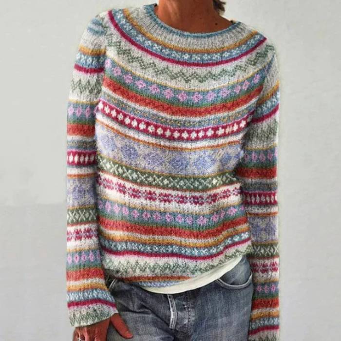 Women's Relaxed Fit Retro-Inspired Sweater for Everyday Wear