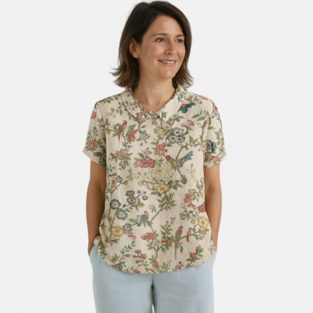 Women's Relaxed Floral Print Blouse for Summer Casual Wear