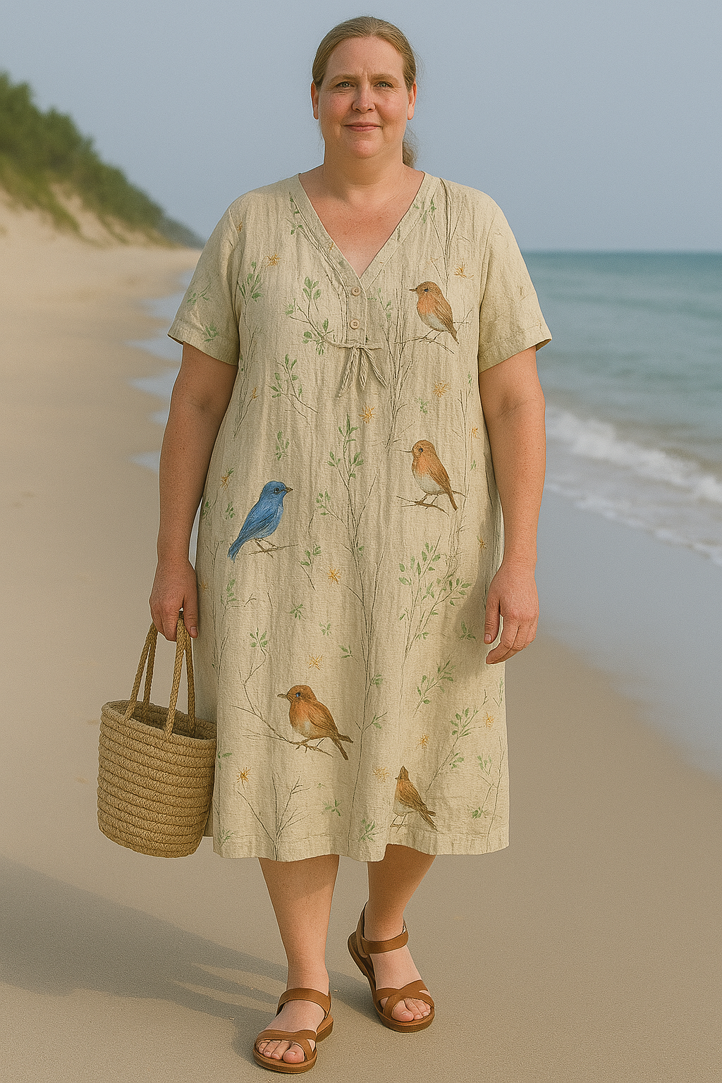 Women's Relaxed Floral Summer Dress with Side Pockets