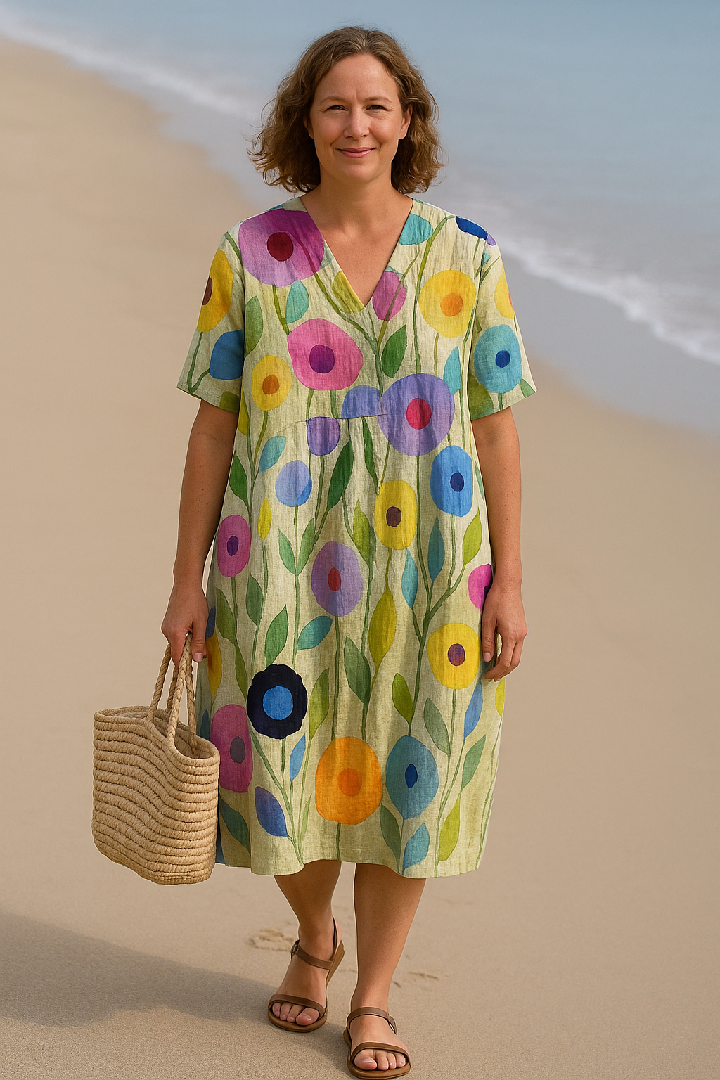 Women's Relaxed Floral Summer Dress with Side Pockets
