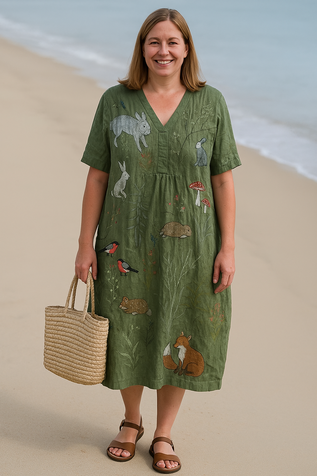 Women's Relaxed Floral Summer Dress with Side Pockets
