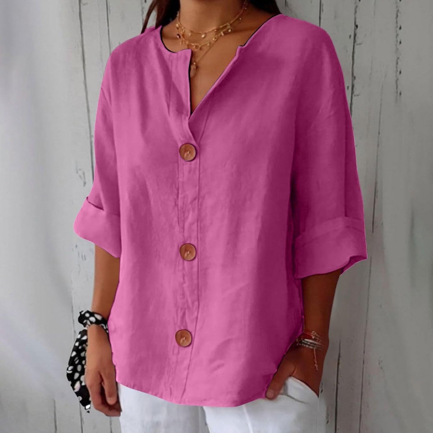 Women's Relaxed Linen Shirt with Versatile Design for Casual Occasions