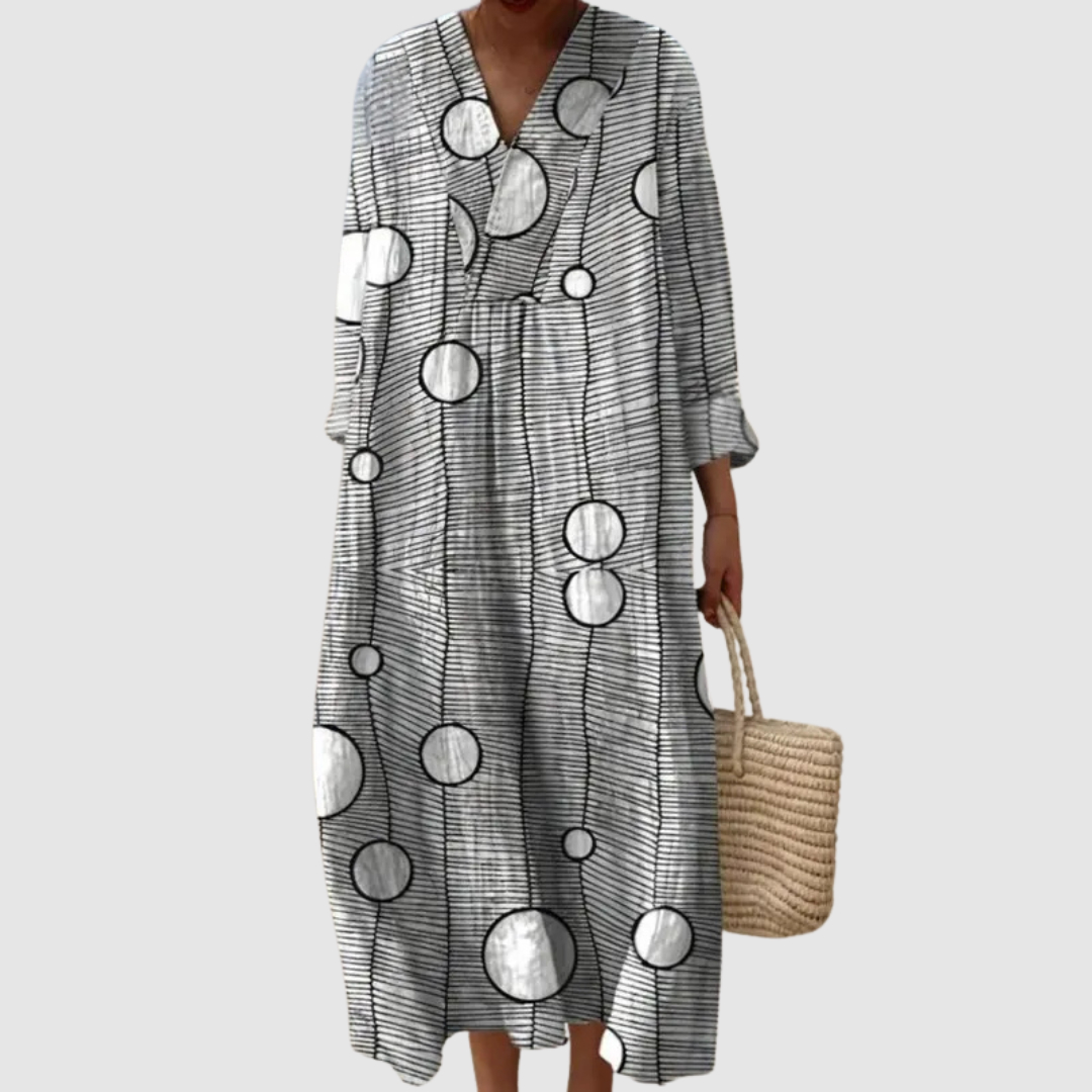 Women's Relaxed Maxi Dress with Abstract Print