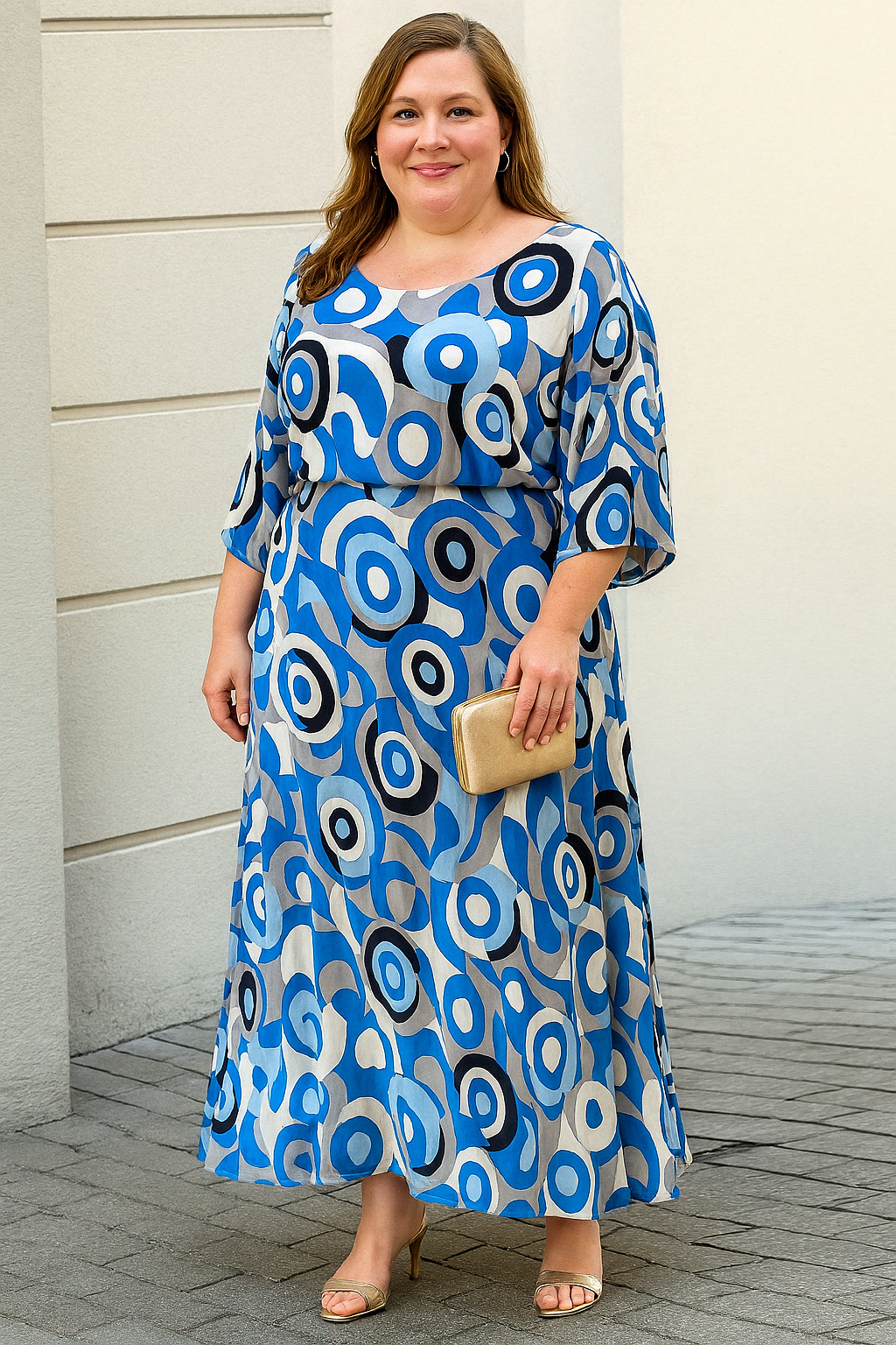 Women's Relaxed Maxi Dress with Abstract Print for Summer Occasions