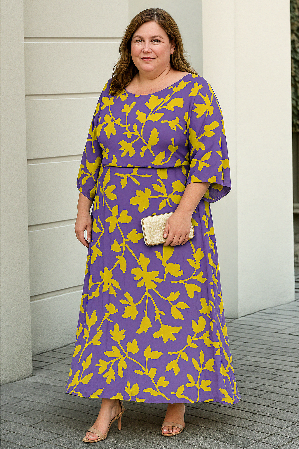 Women's Relaxed Maxi Dress with Abstract Print for Summer Occasions