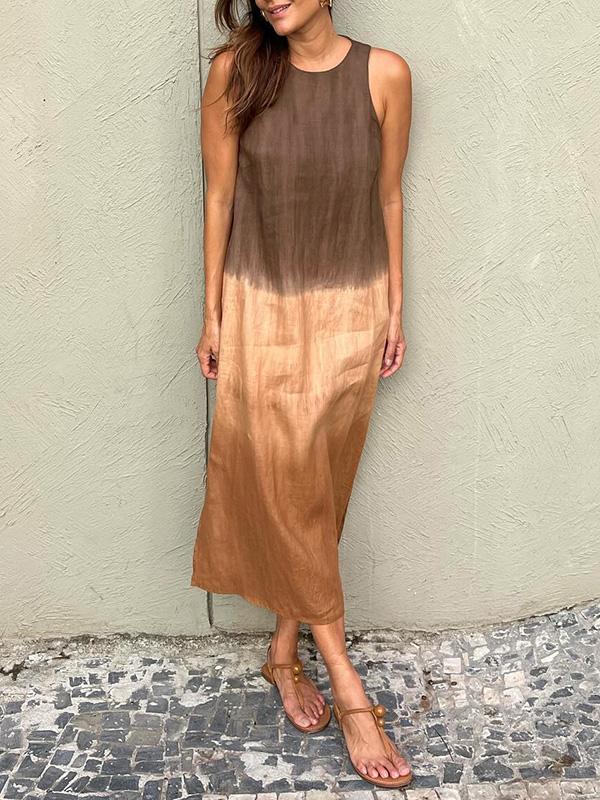 Women's Relaxed Maxi Dress with Natural Print