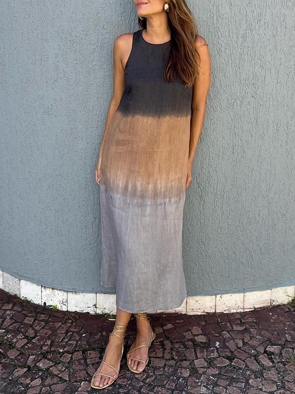 Women's Relaxed Maxi Dress with Natural Print