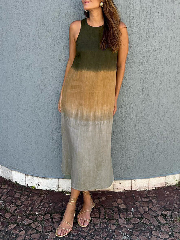 Women's Relaxed Maxi Dress with Natural Print