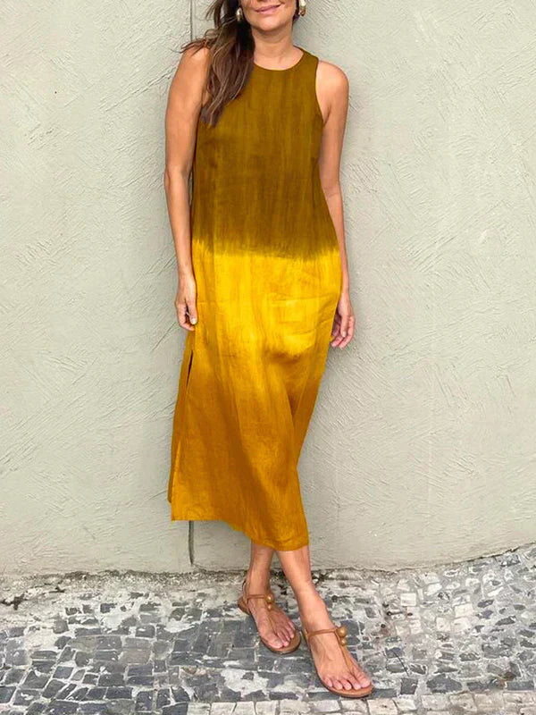 Women's Relaxed Maxi Dress with Natural Print