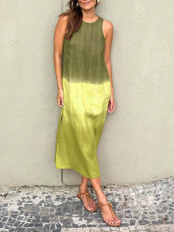 Women's Relaxed Maxi Dress with Natural Print