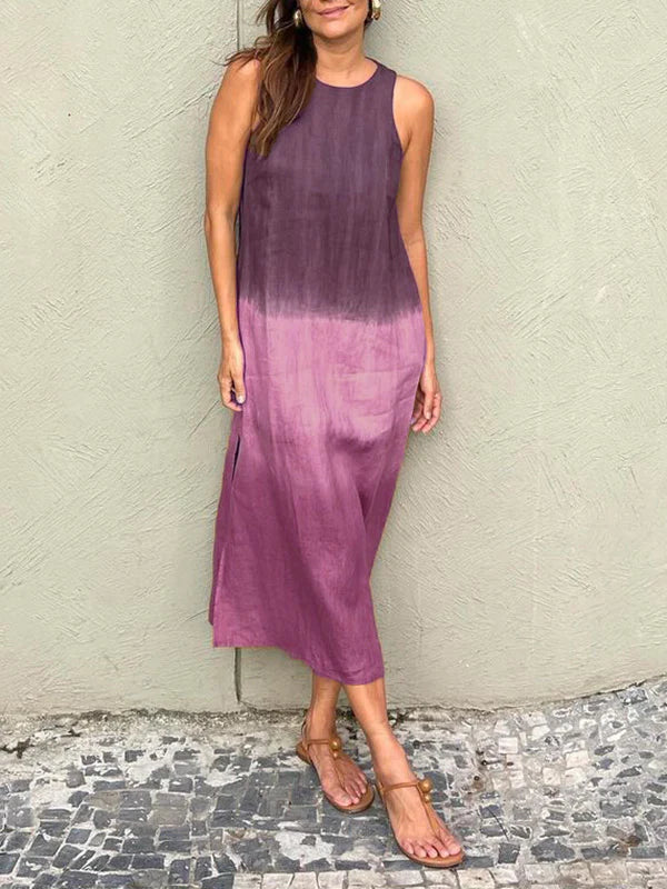 Women's Relaxed Maxi Dress with Natural Print