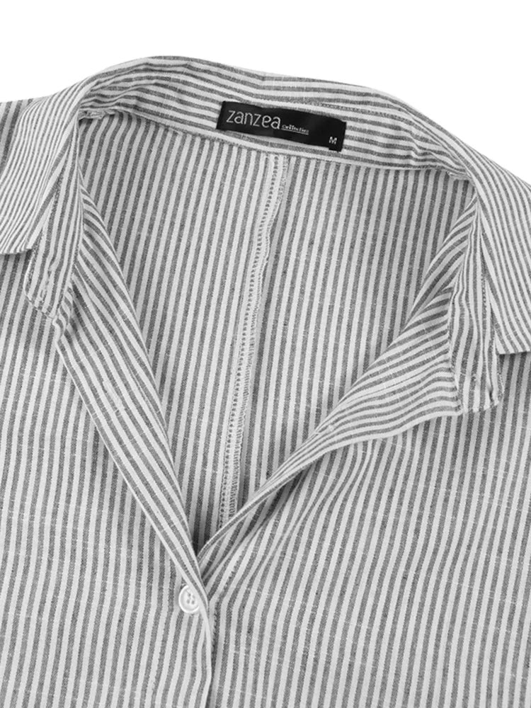 Women's Relaxed Maxi Dress with Stripes and Side Pockets