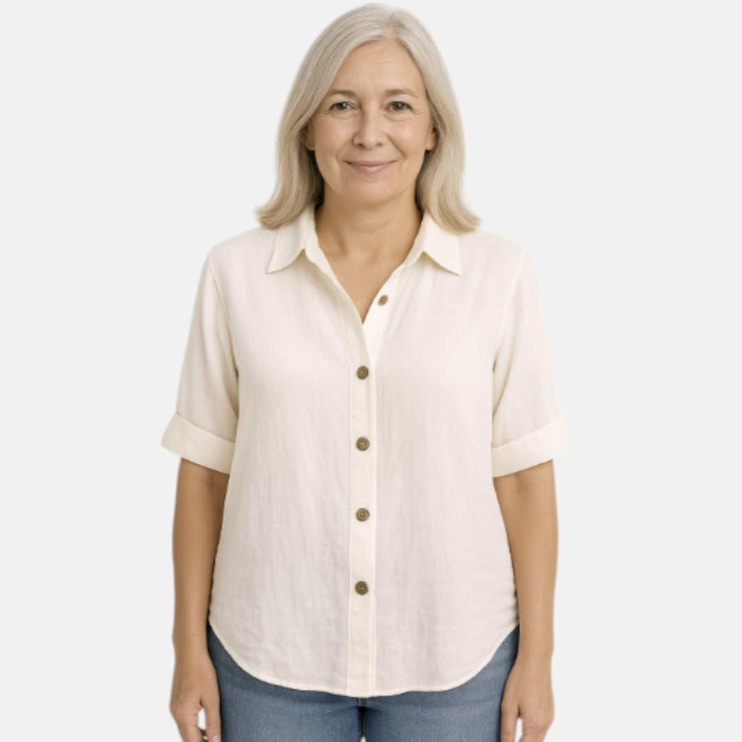 Women's Relaxed Oversized Button-Up Shirt for Casual and Work Wear