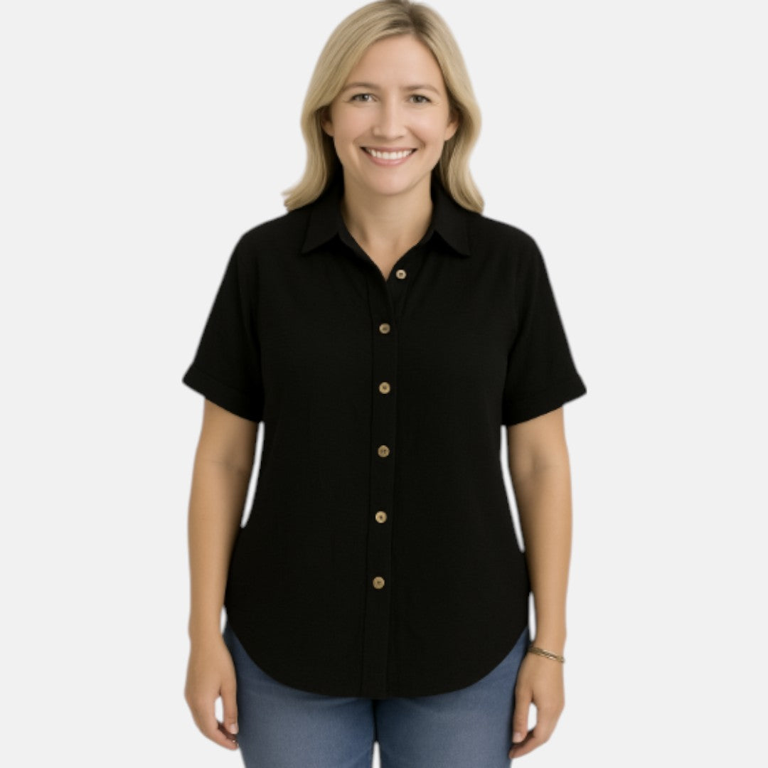 Women's Relaxed Oversized Button-Up Shirt for Casual and Work Wear