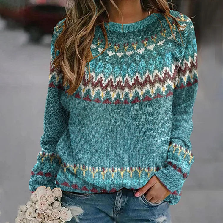 Women's Relaxed Retro Wave Sweatshirt with Unique Design