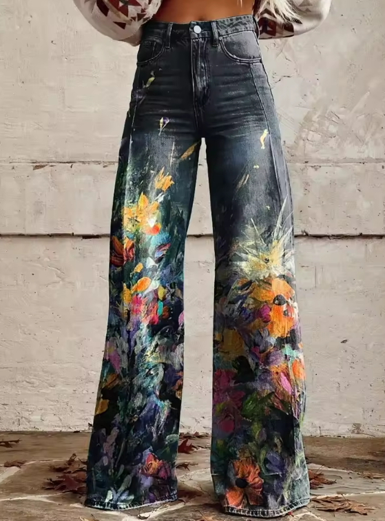 Women's Tailored Vintage Wide Leg Trousers with High-Rise Waist