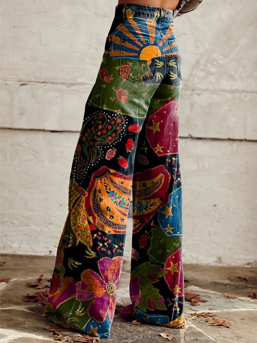 Women's Tailored Wide Leg Trousers with High-Rise Fit