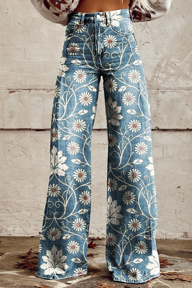 Women's Tailored Wide Leg Trousers with High-Rise Waist