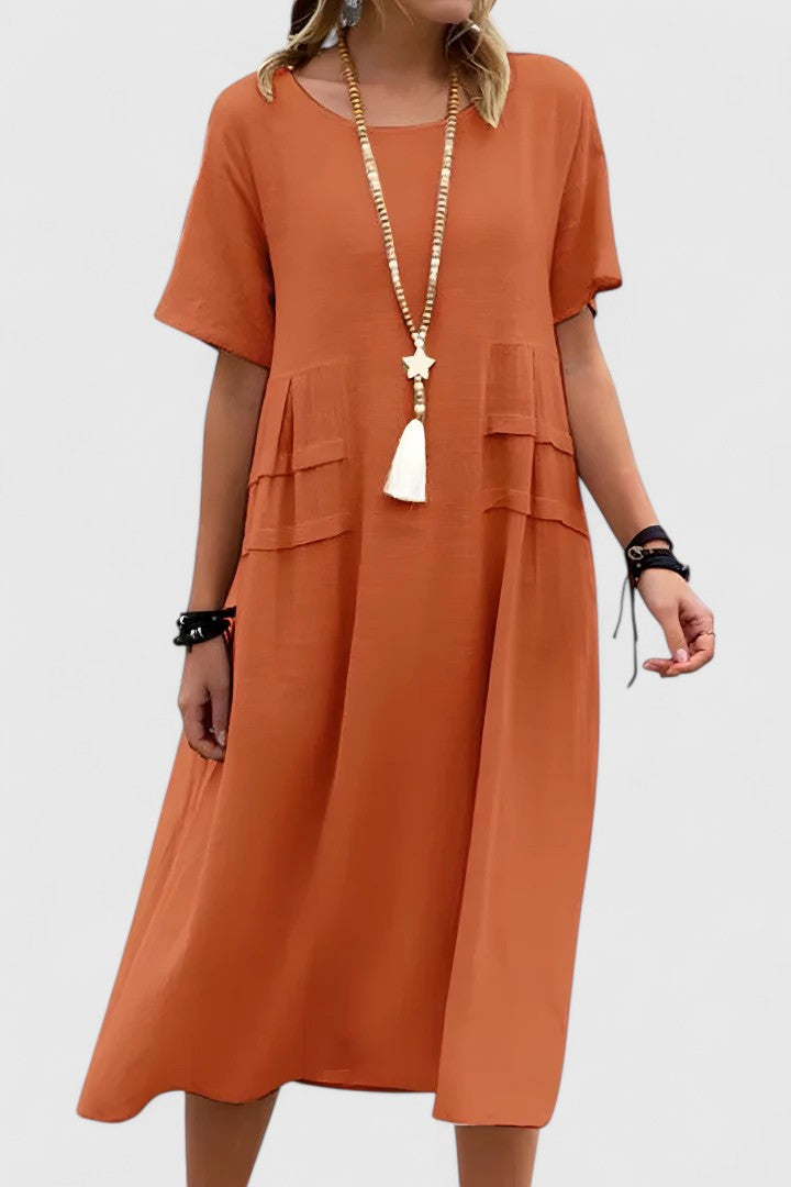 Women's Versatile Midi Dress with Tummy-Smoothing Fit for Formal and Casual Occasions