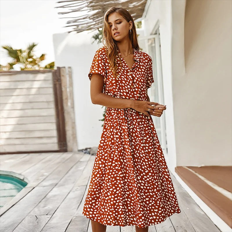 Womens Casual Midi Dress - Elegant Multi-Colour Summer Style for Comfort & Ease