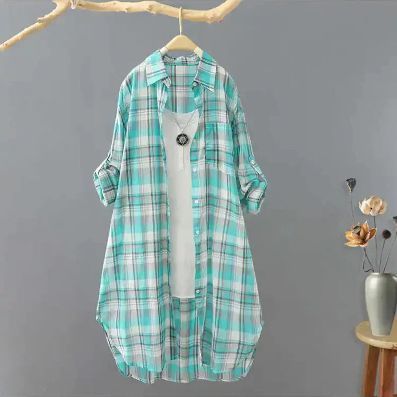 Women's Trendy Checkered Flannel Blouse | Ideal for Spring/Summer