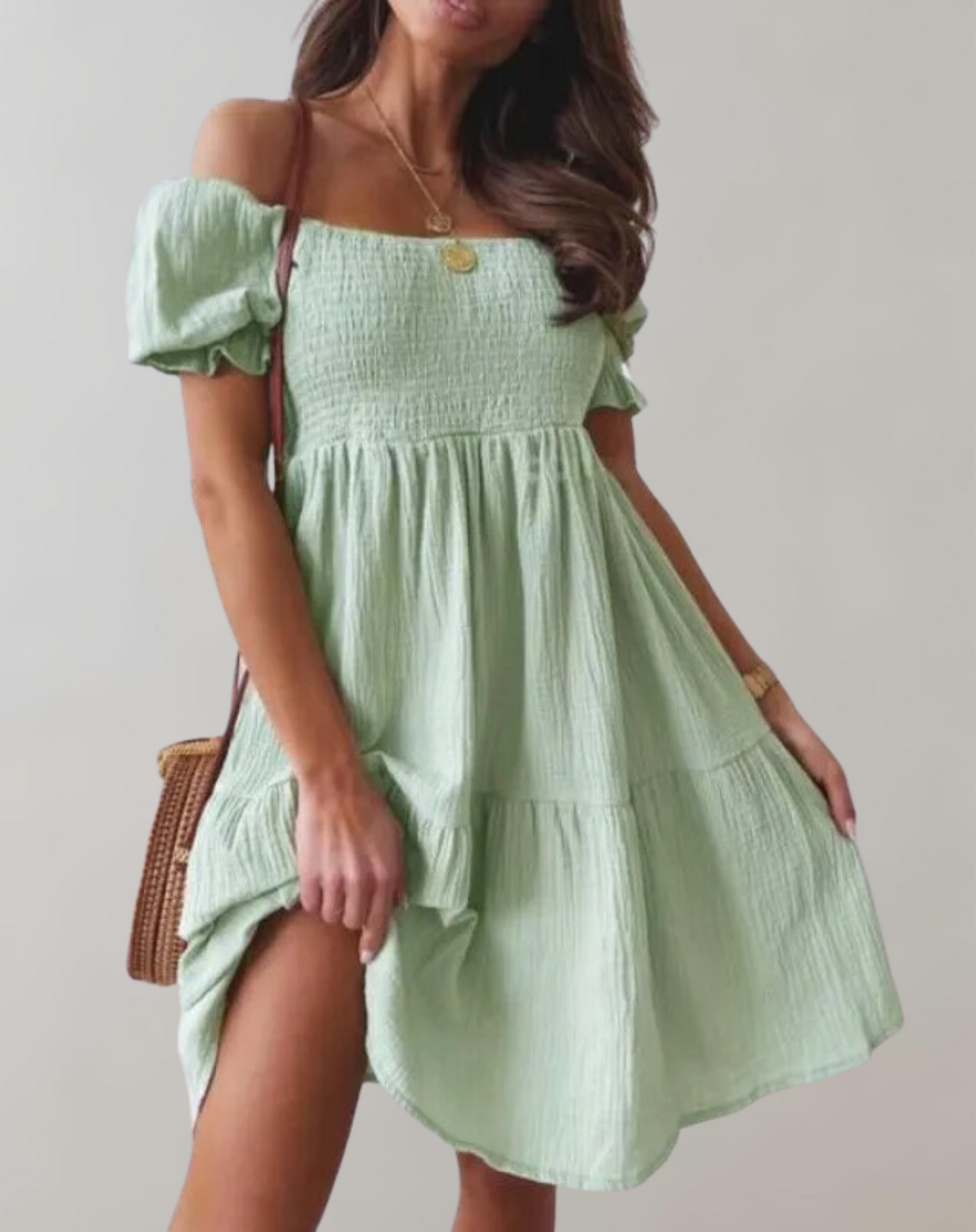 Variant image for Women's Elegant White Beach Dress with Slash Neck Design for Summer-19