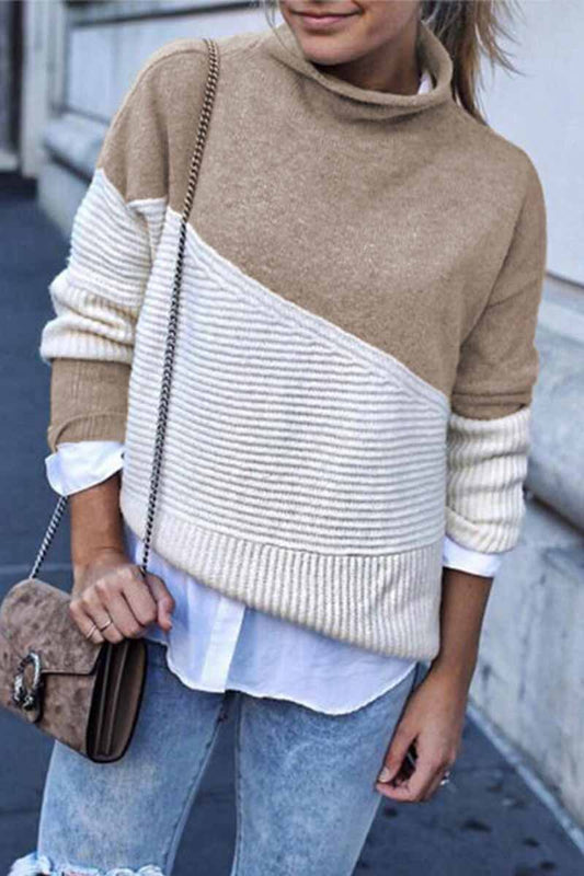 Women's Modern Casual Cashmere Jumper with Contrasting Design | Ideal for Autumn/Winter