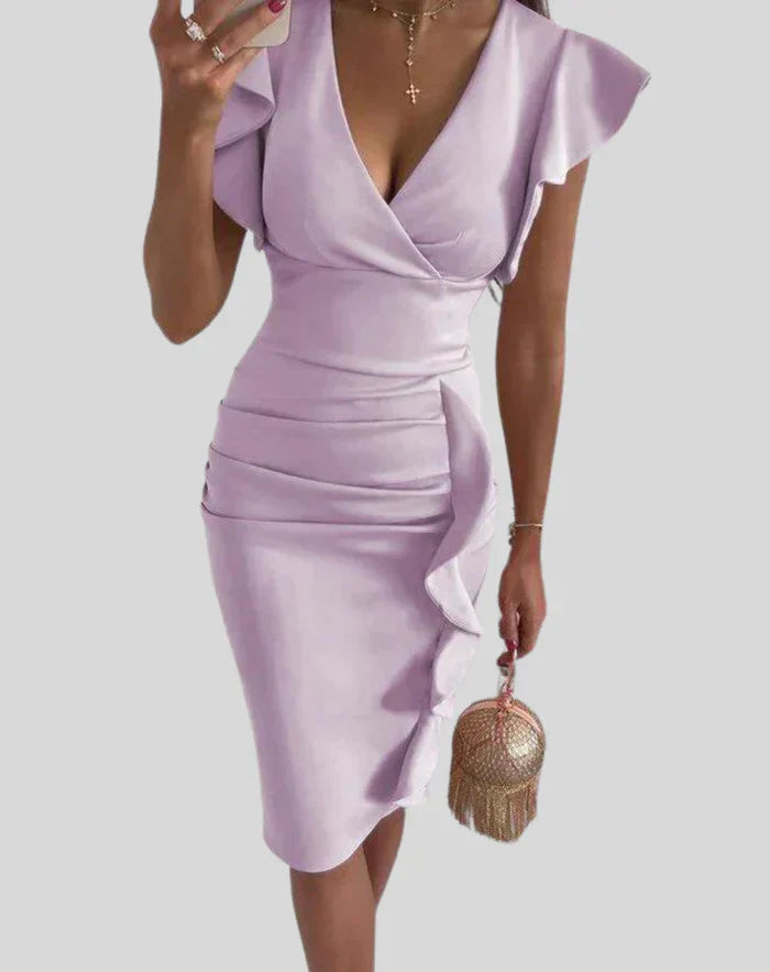 Women's Casual Bodycon Dress with Ruffles | Ideal for Spring/Summer