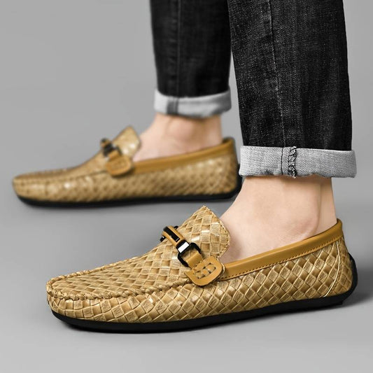 Men’s Easy to Wear Woven Loafers with Patterns and Buckle | Ideal for All Seasons