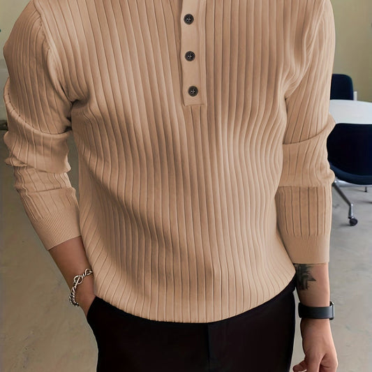 Men's Ribbed Jumper with Buttons | Ideal for Autumn/Winter