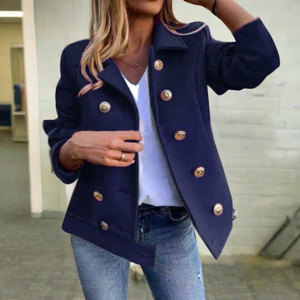 Women's Elegant Thick Solid Color Buttoned Blazer | Ideal for All Seasons